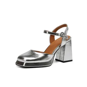 Women's Square Toe Patent Block Heel Platform Sandals Sandals Grande St. Lucian Photos