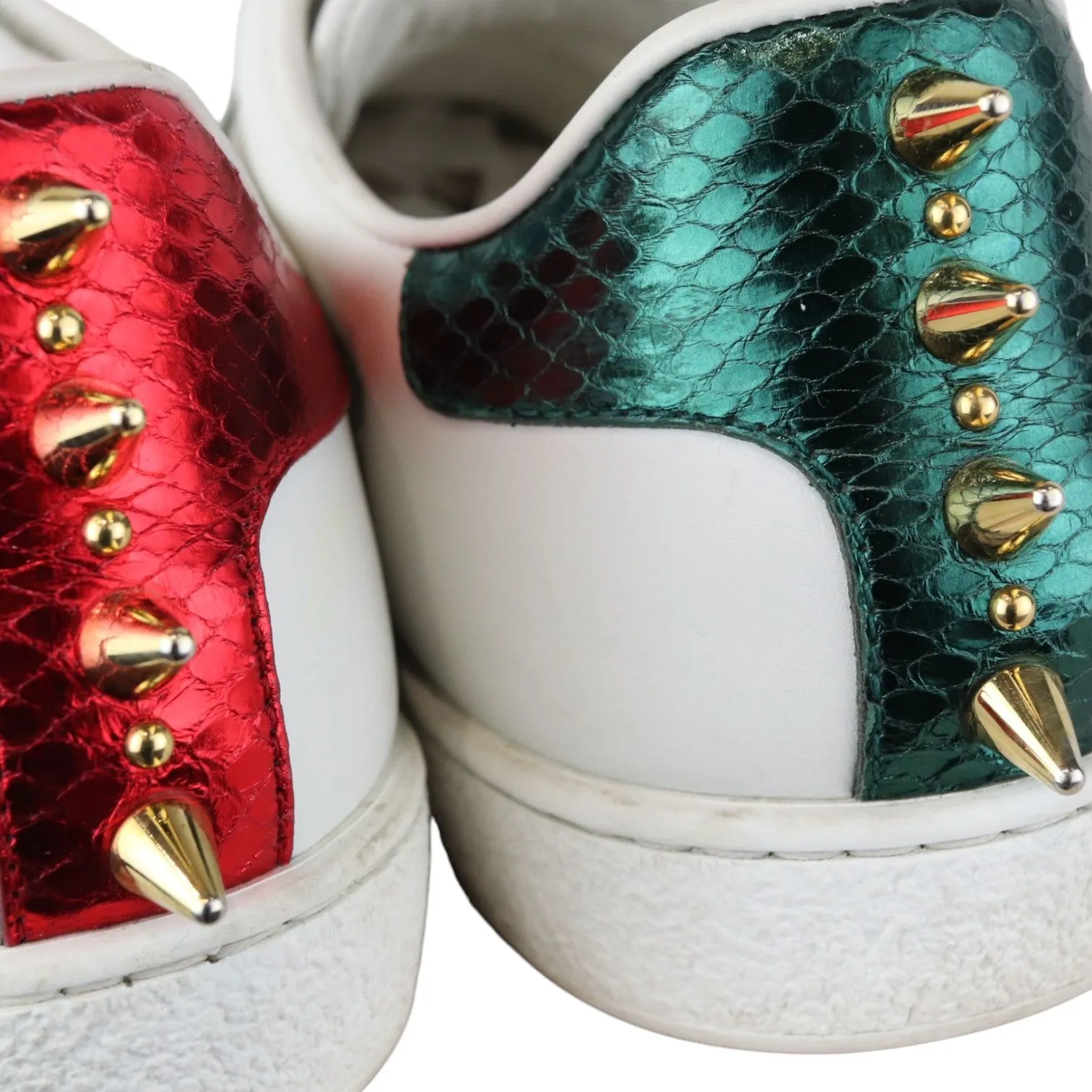 Jordon Sneakers Web Pearl Studded Women Ace Sneakers Calfskin White Size 37