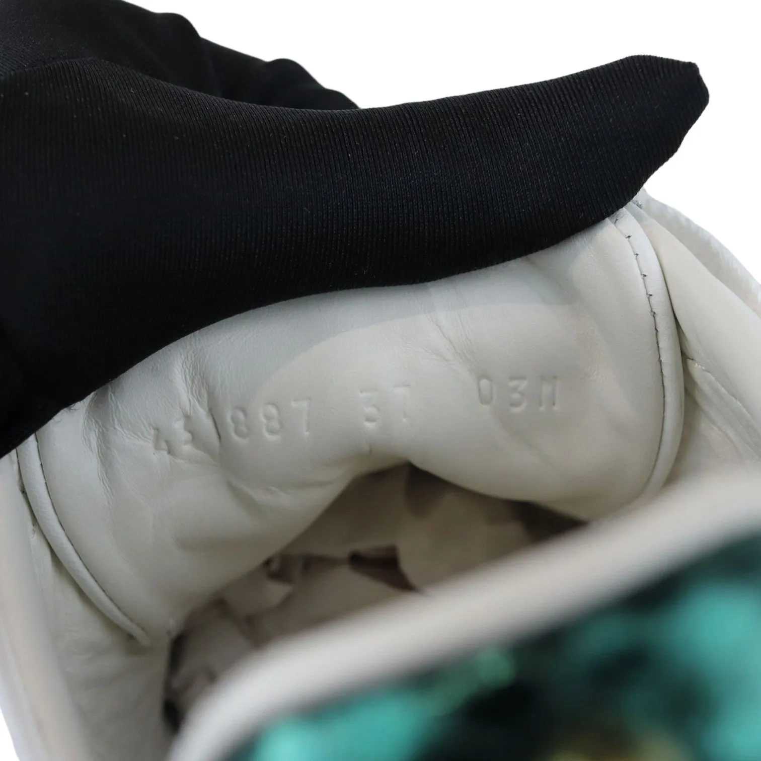 Drop Sneakers Web Pearl Studded Women Ace Sneakers Calfskin White Size 37