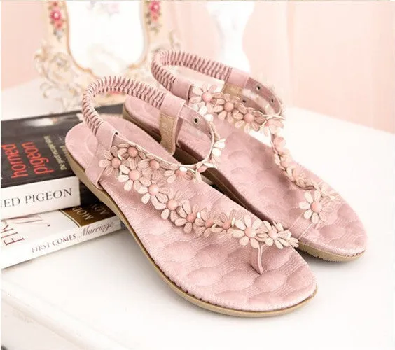 Artistic Flip Flop HEE GRAND 2017 Bohemia Women Sandals Floral Strap Flat Heel Beach Shoes Woman Causal Flip Flops XWZ442