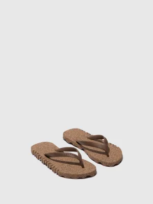 Beach Flip-Flops BUMPY Brown & brown strap Flip Flops With Sponge