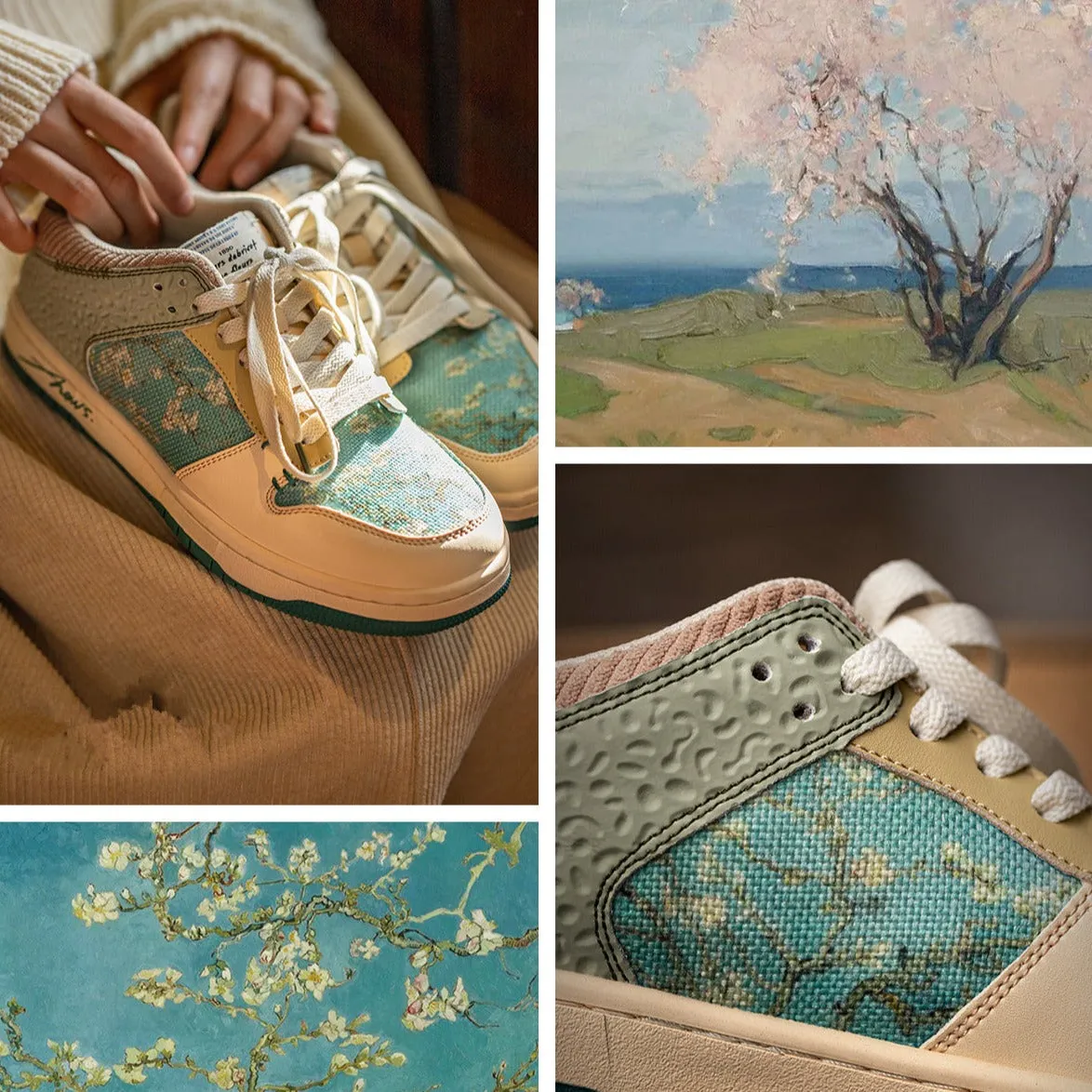 Sam Edelman Platform Sneakers Van Gogh Almond Blossoms inspired sneakers