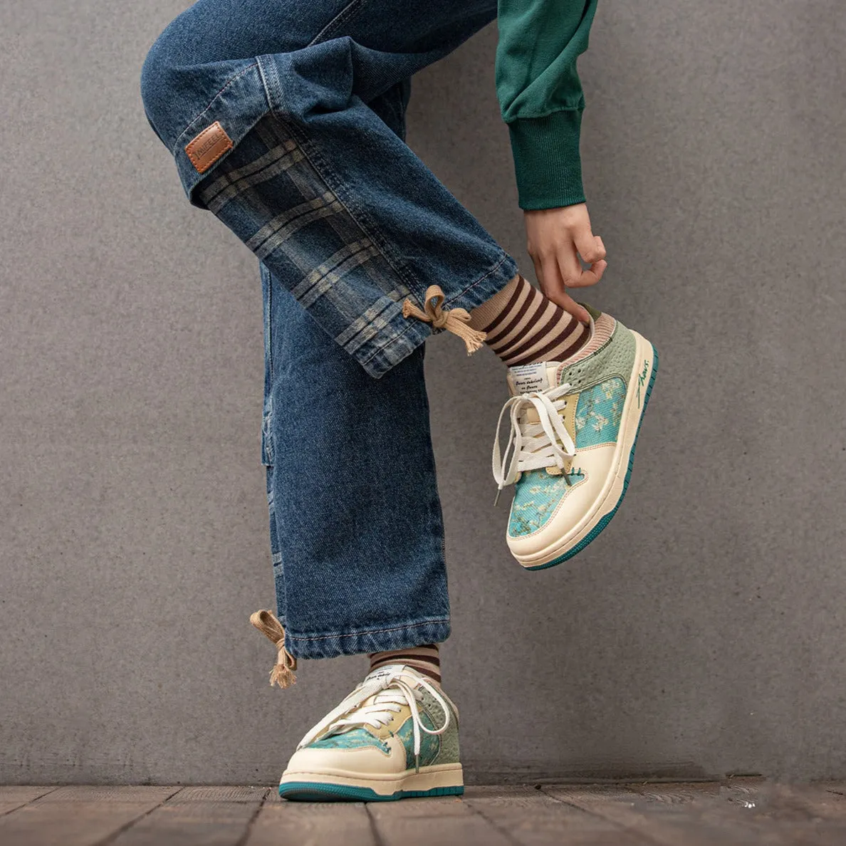 Van Gogh Almond Blossoms inspired sneakers Extra Wide Slip On Sneakers