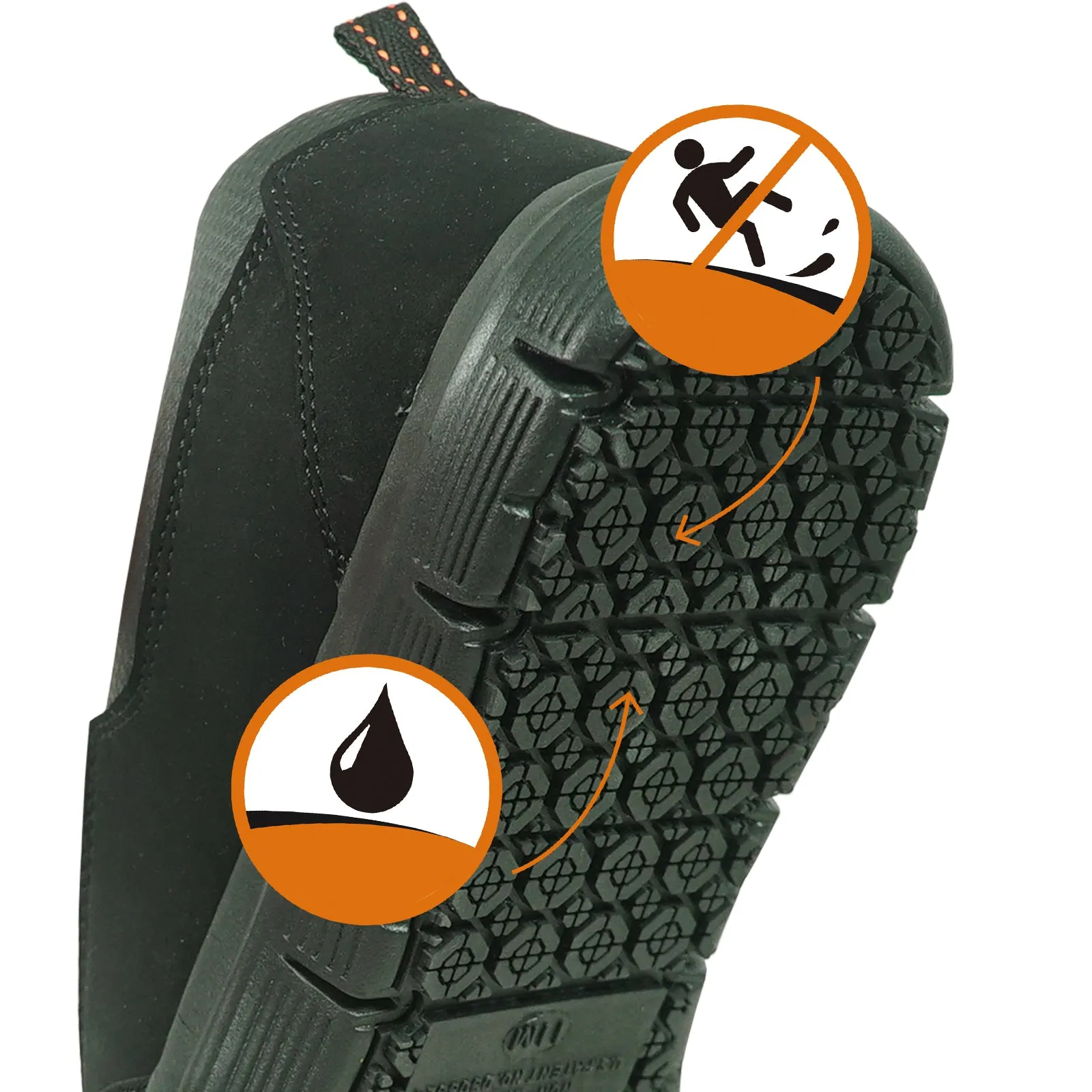 VANGELO Men Slip Resistant Shoe NICK-2 Black  - Wide Width Available Best Work Boots For Comfort And Support