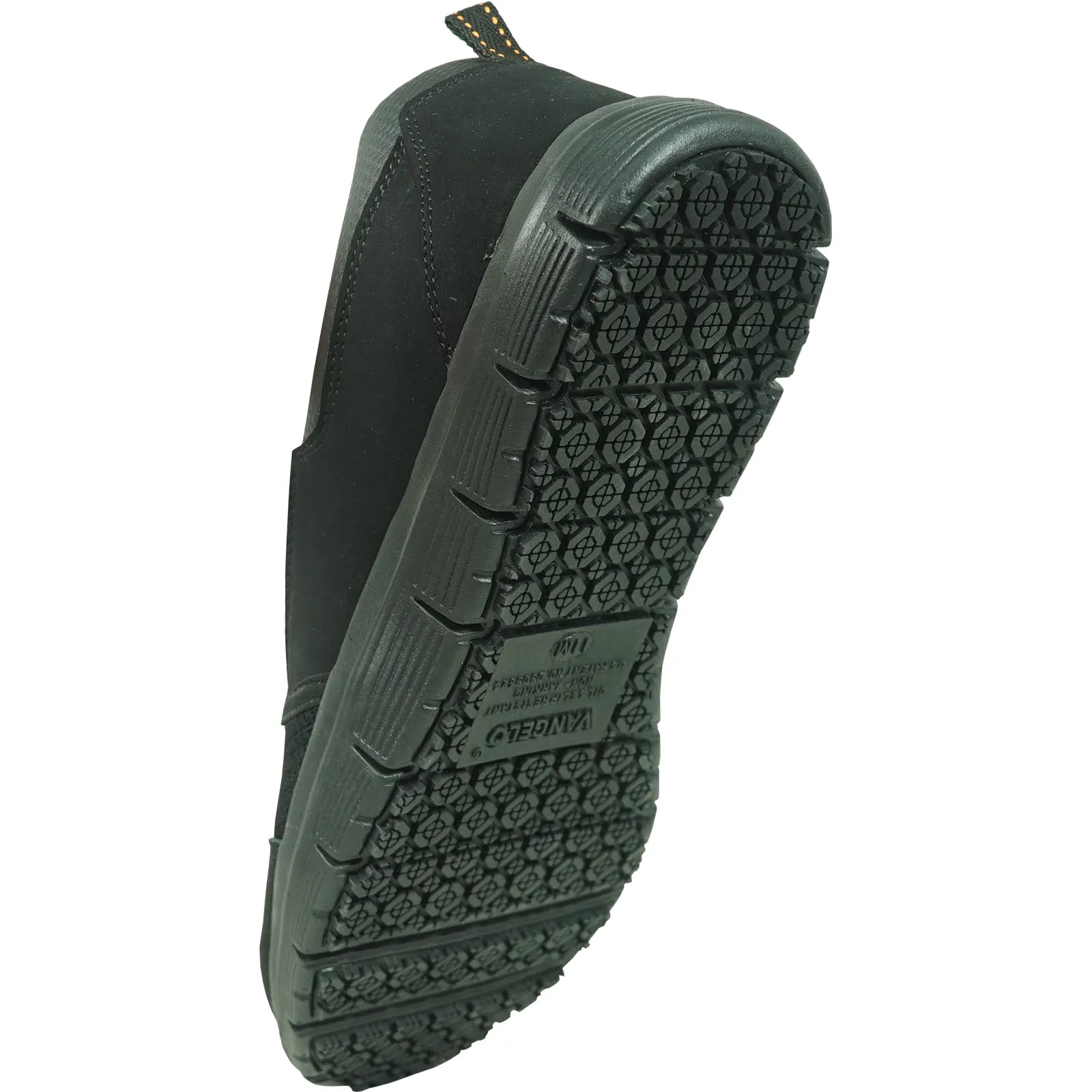 VANGELO Men Slip Resistant Shoe NICK-2 Black  - Wide Width Available Flat Bottom Work Boots