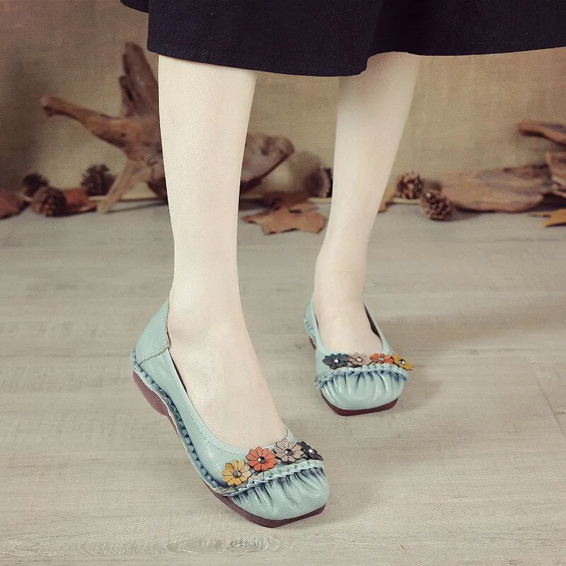 Slip On Loafers Shoes Genuine Leather Women Shoes Casual Luxury Brand Ladies Loafers