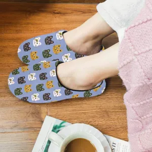 Women's Cat Lover Slippers Blue Warm Home Slippers