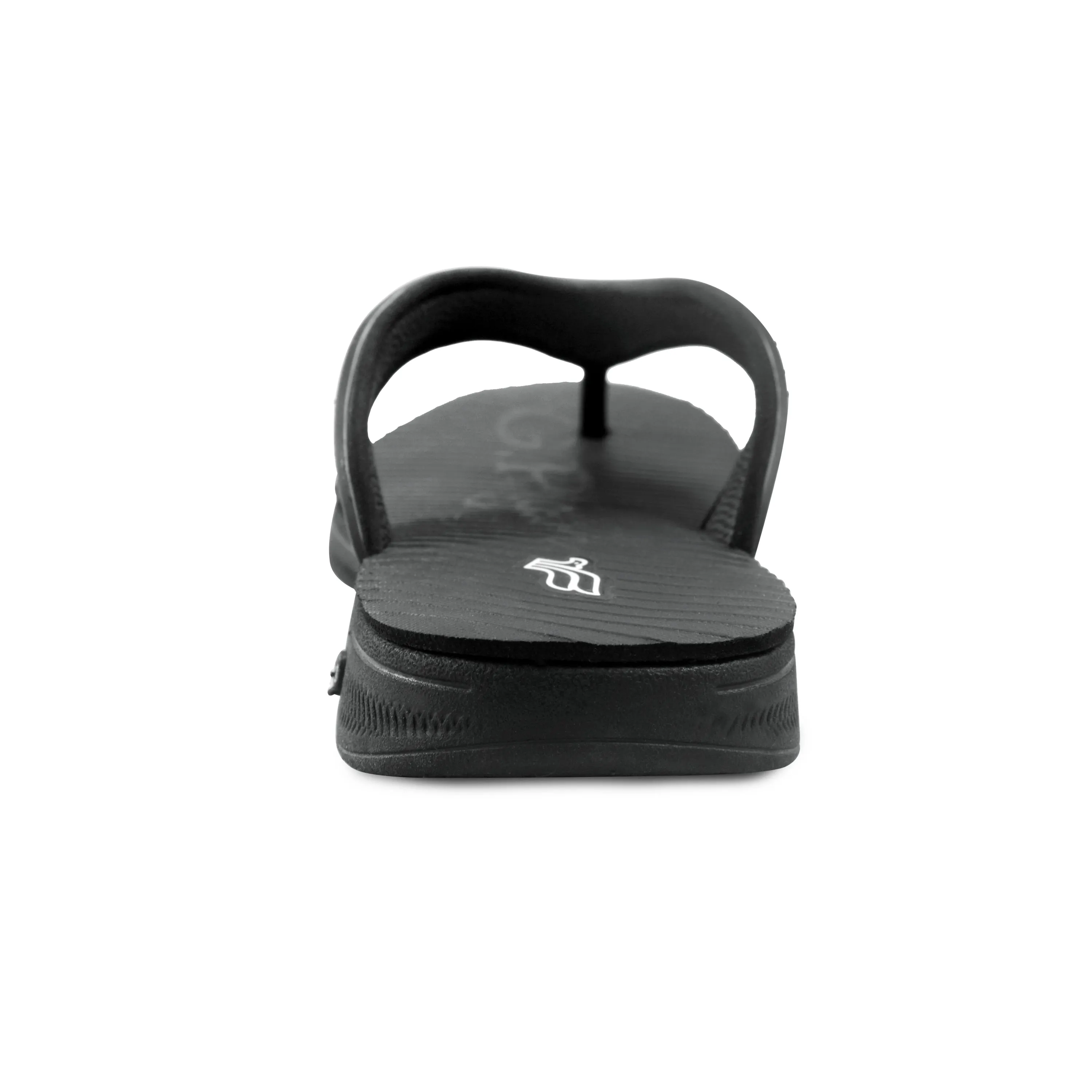 Women EVA: 0541 Black Leather Fanning Flip Flops