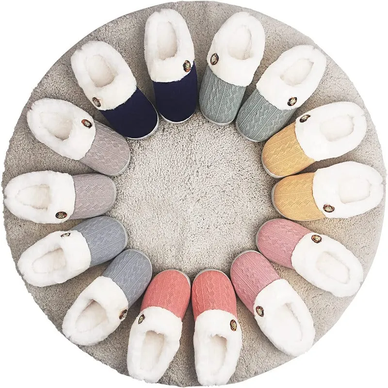 Women's Memory Foam Fuzzy House Slippers - Indoor Outdoor with Faux Fur Lining Limitless Slides