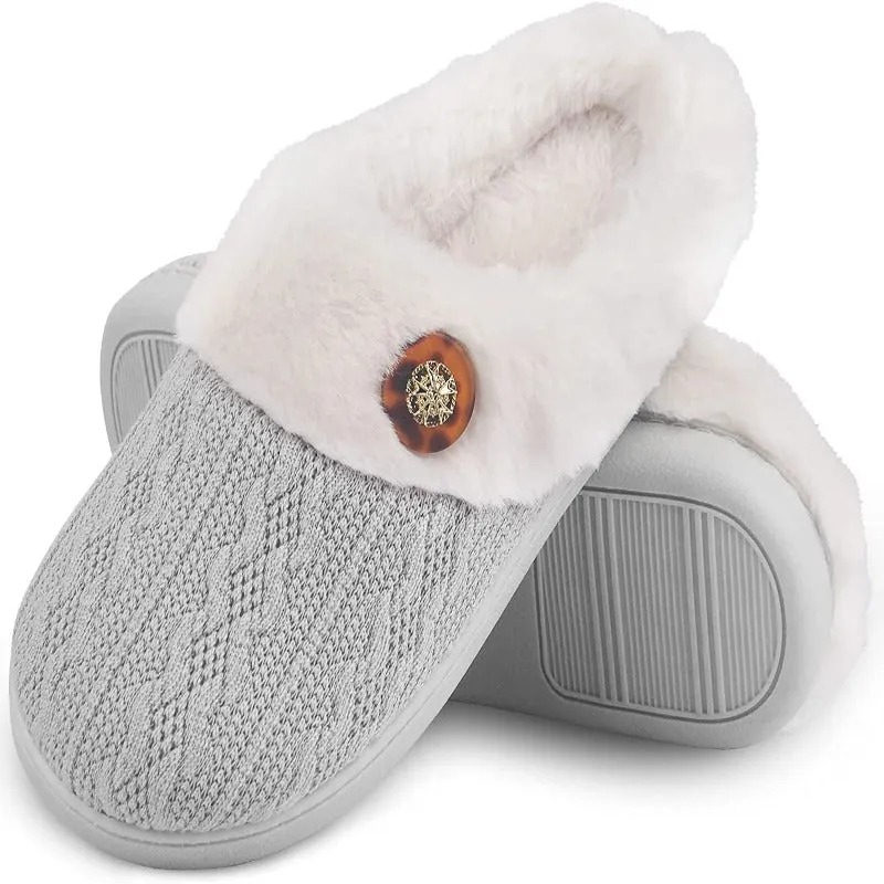 Women's Memory Foam Fuzzy House Slippers - Indoor Outdoor with Faux Fur Lining Crochet Patterns For Slippers Free