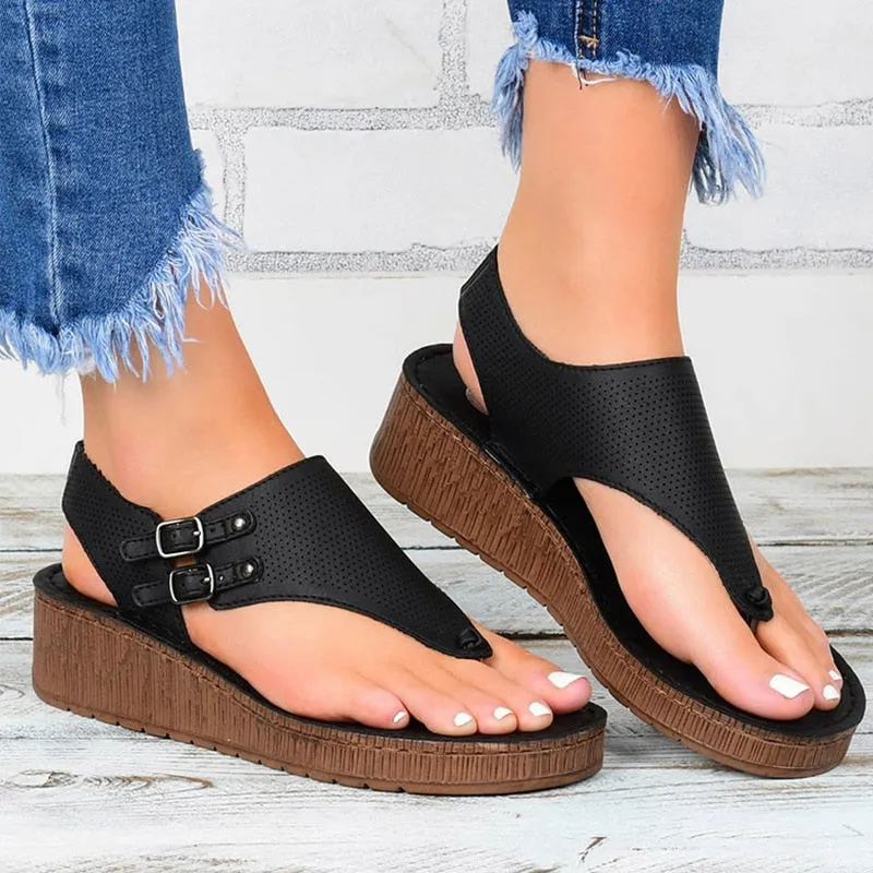 Women Sandals 2021 New Women Heels Sandals Platform Wedges Shoes For Women Summer Sandalias Mujer Casual Flip Flops Plus Size 43 Wedge Flip Flop