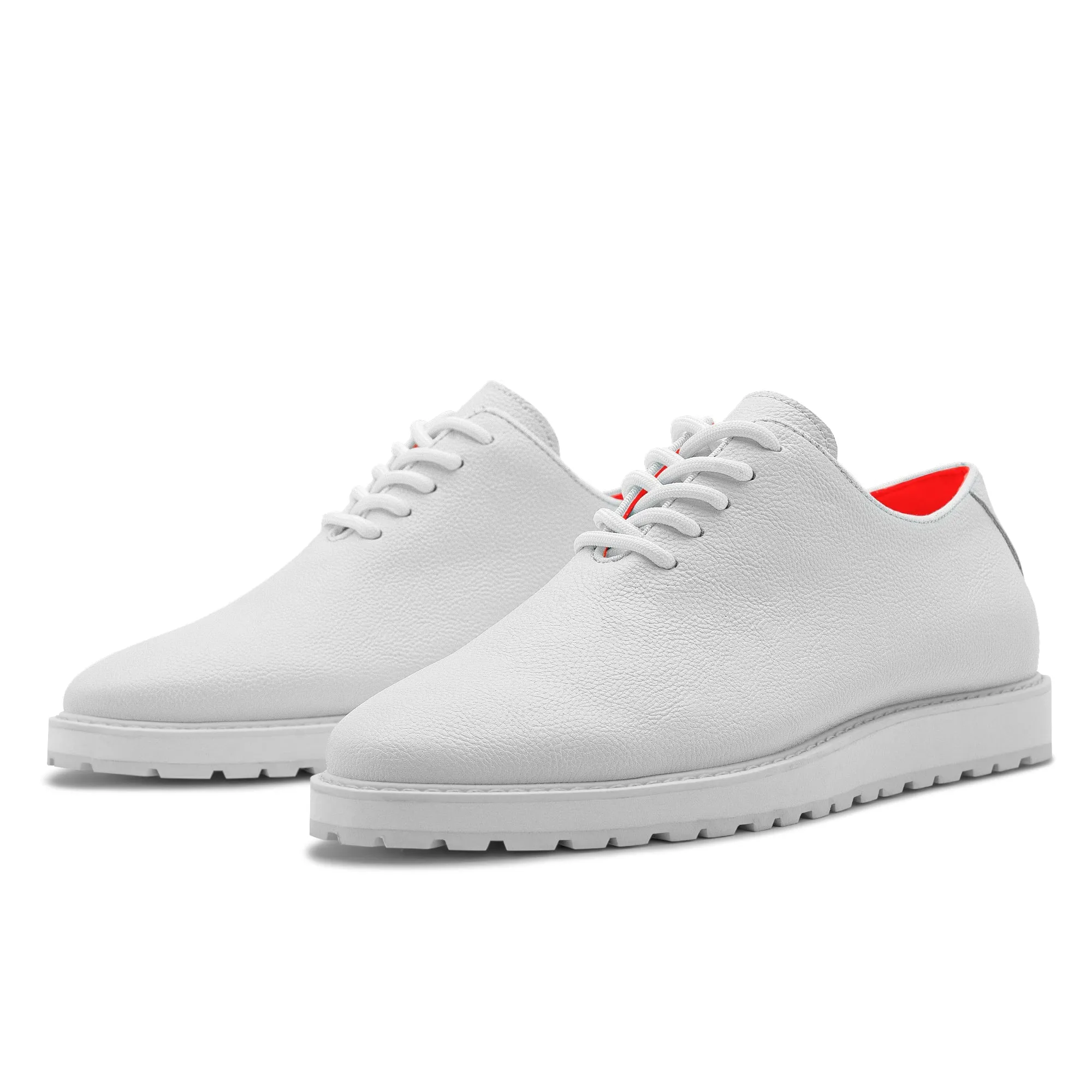 Deion Sneakers White Men's Leather Casual Shoe Plain Toe Lace Up Sneaker-the Napa