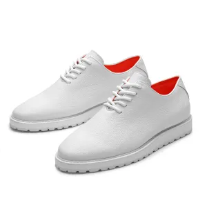 Modern Tennis Sneakers White Men's Leather Casual Shoe Plain Toe Lace Up Sneaker-the Napa