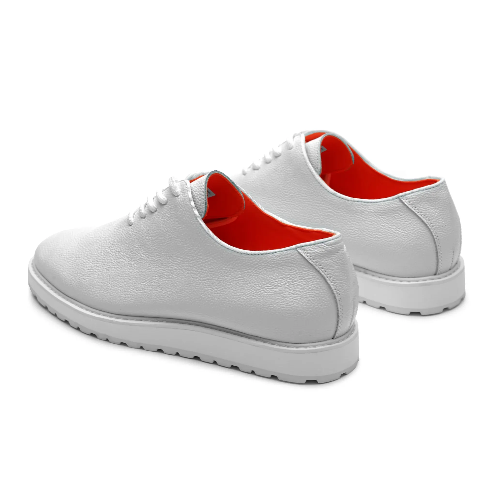 White Men's Leather Casual Shoe Plain Toe Lace Up Sneaker-the Napa Wave Sneakers