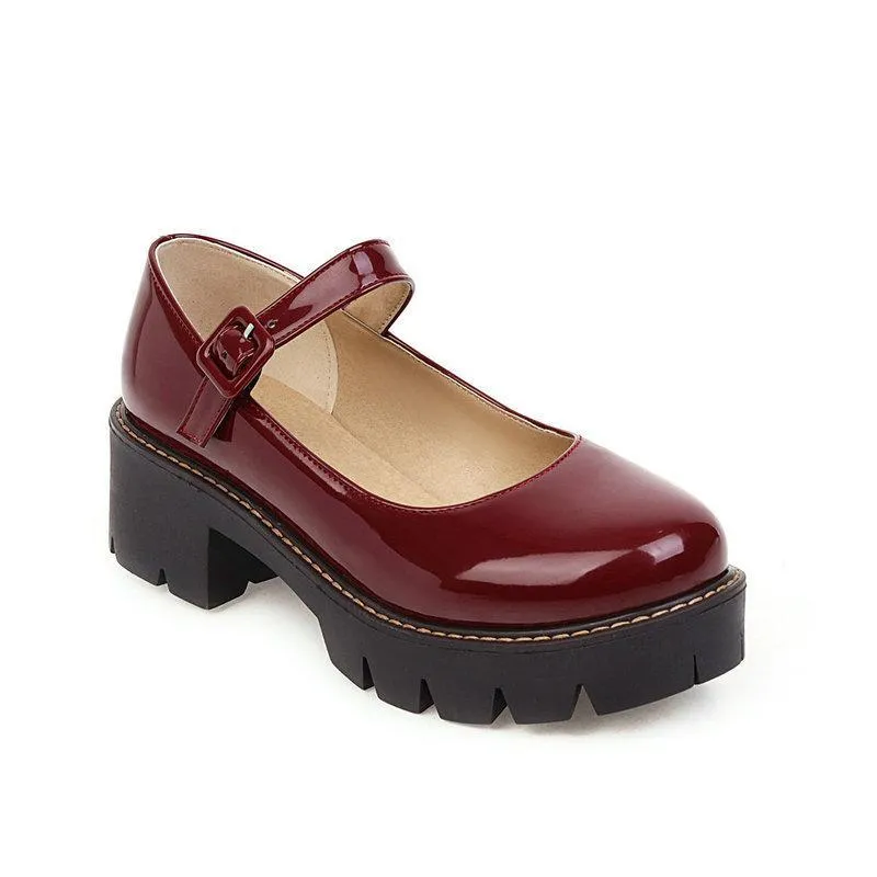 White Prada Loafers Women PU patent chunky platform marry jane loafers shoes