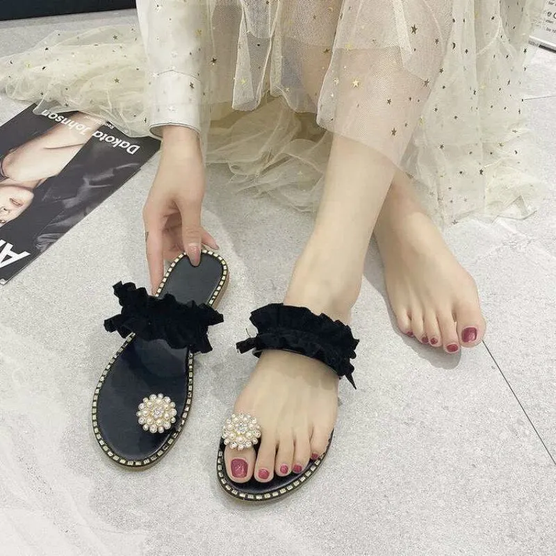 Women Bead Wedges Pineapple Flip Flops Sandals Flip Flops With Heels