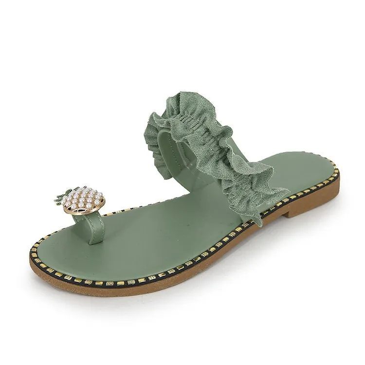 Women Bead Wedges Pineapple Flip Flops Sandals Top Of Foot Pain After Wearing Flip Flops