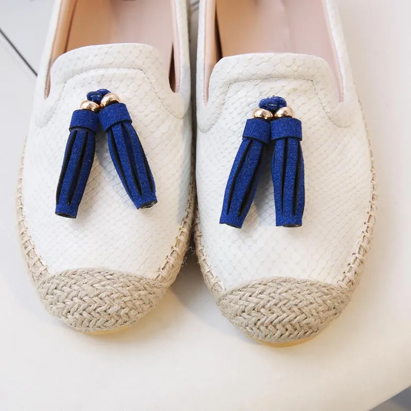 Women Comfy Slip On Flat Loafers Tassels Espadrille Shoes Sock For Loafers