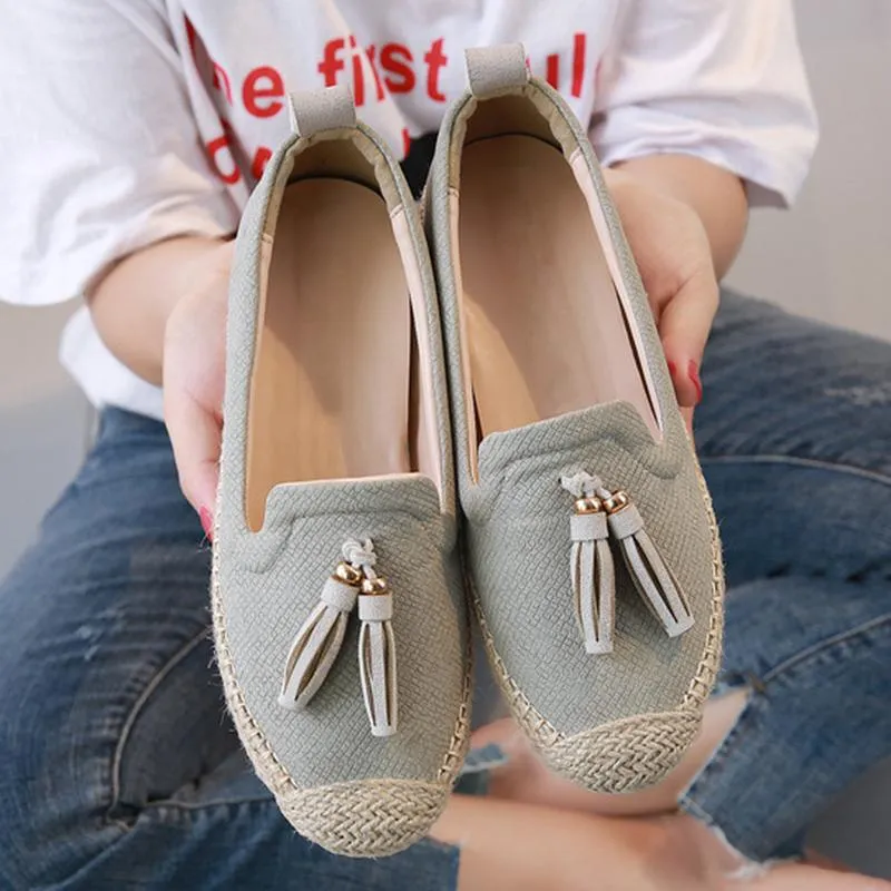 Women Comfy Slip On Flat Loafers Tassels Espadrille Shoes Haruta Loafers Japan