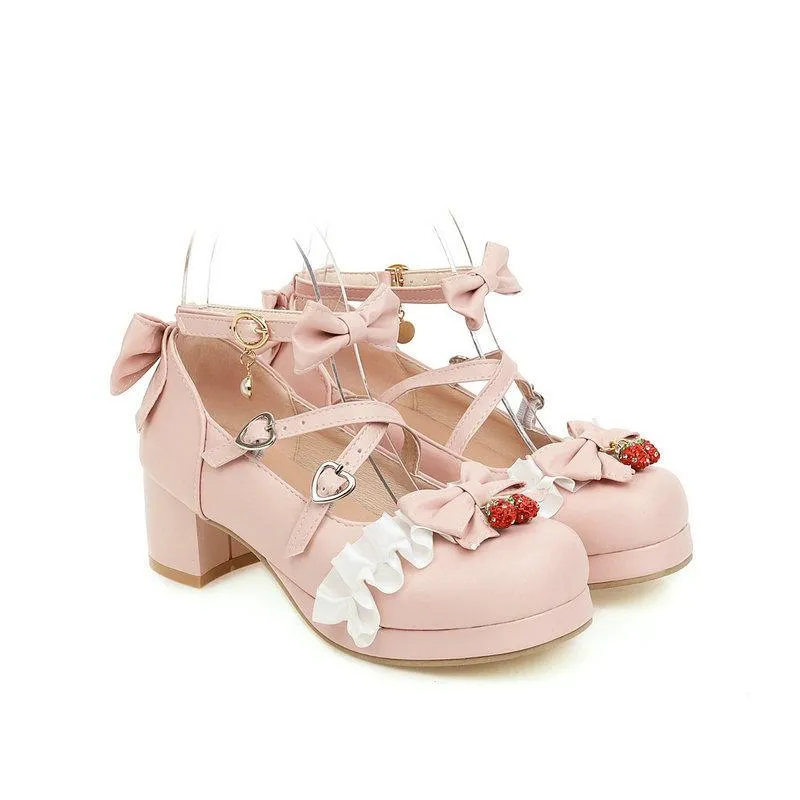 Jay Butler Loafers Women cute bow lolita chunky block heel loafers shoes