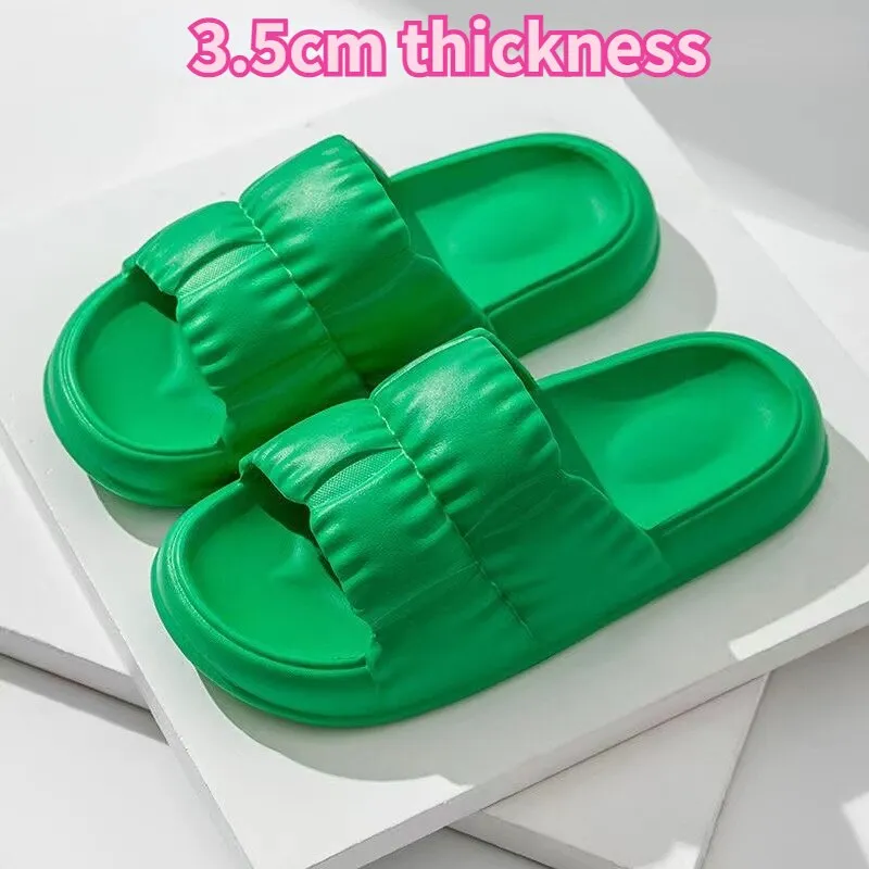 Coral Flip Flops Women Home Shoes Thick Platform Slipper Summer Beach Flip Flops Women EVA Soft Sole Flat Shoes Mute Non-slip Slides Beach Sandal