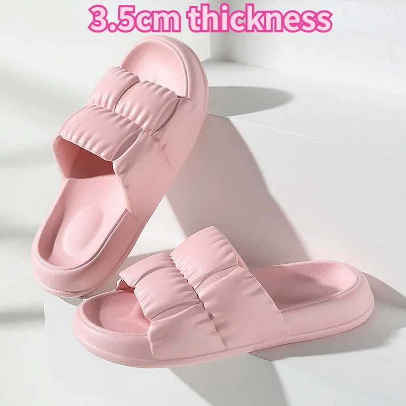 Supportive Flip Flops For Flat Feet Women Home Shoes Thick Platform Slipper Summer Beach Flip Flops Women EVA Soft Sole Flat Shoes Mute Non-slip Slides Beach Sandal