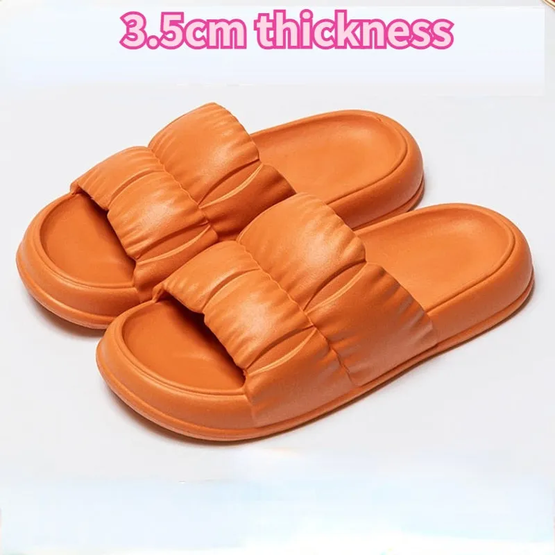 Island Surf Flip Flops Women Home Shoes Thick Platform Slipper Summer Beach Flip Flops Women EVA Soft Sole Flat Shoes Mute Non-slip Slides Beach Sandal