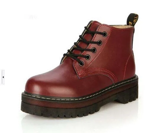 Women Lace Up Boots Combat Punk Ankle Boots platform oxfords shoes size 35-40 C068 Neutral Oxfords