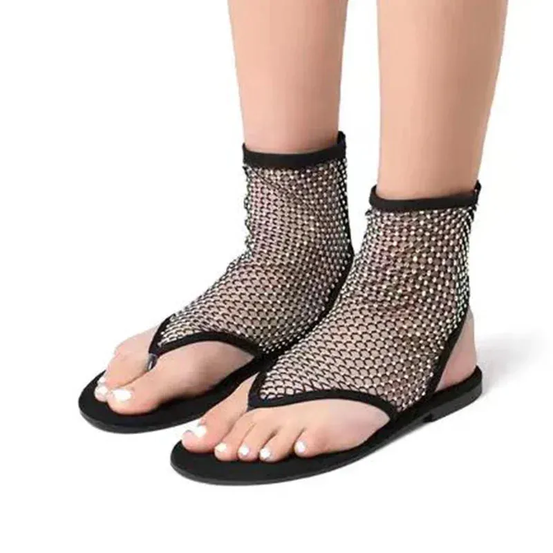 Women Luxury Flats Sandals Crystal Walking Trend Shoes Summer Slingback Flip Flops Dress Casual Mujer Slippers Tutu Flip Flops