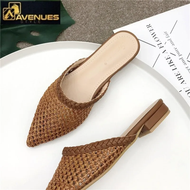 Women Pointed Toe Low Flat Sandals Sandals Promo Code
