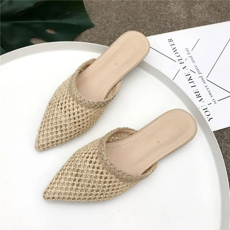 Comfy Sandals For Walking Women Pointed Toe Low Flat Sandals