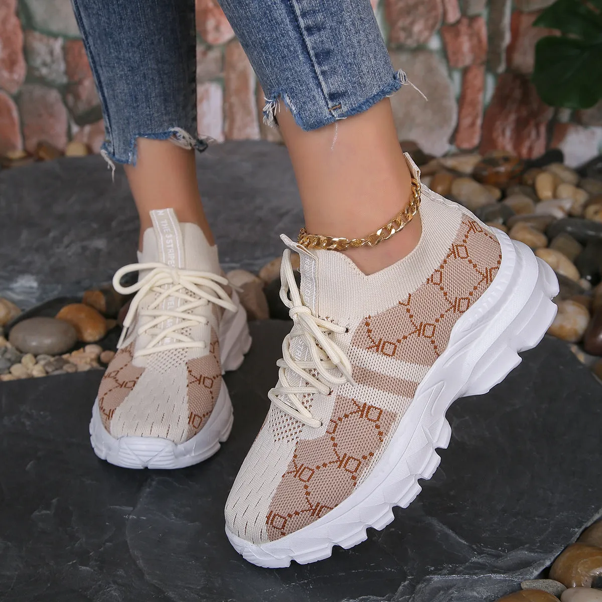 Sneakers Hip Hop Dance Women's Breathable Canvas Sneakers Mesh Lace Up Flat Shoes Fashion Casual Lightweight Running Sports Shoes