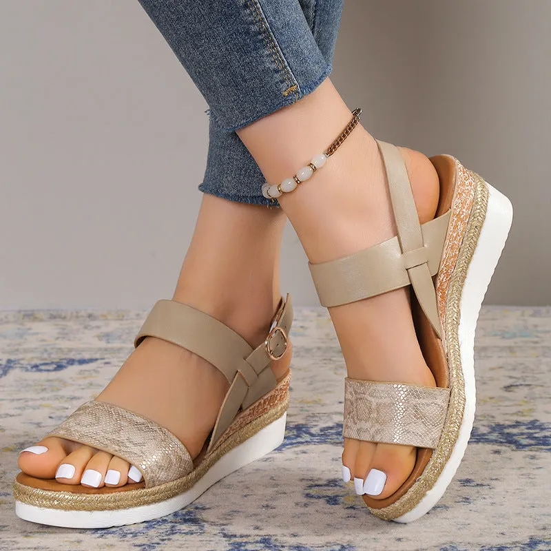 Comfortable Sandals Womens Buckle Ankle Strap Platform Casual Sandals