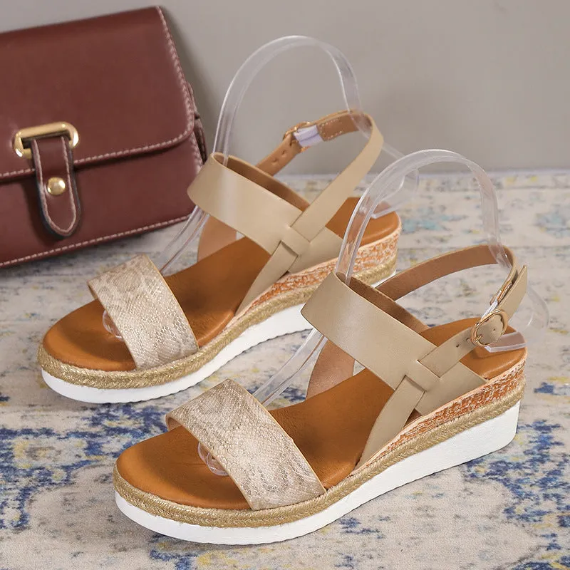 Sandals Montego Bay Womens Buckle Ankle Strap Platform Casual Sandals