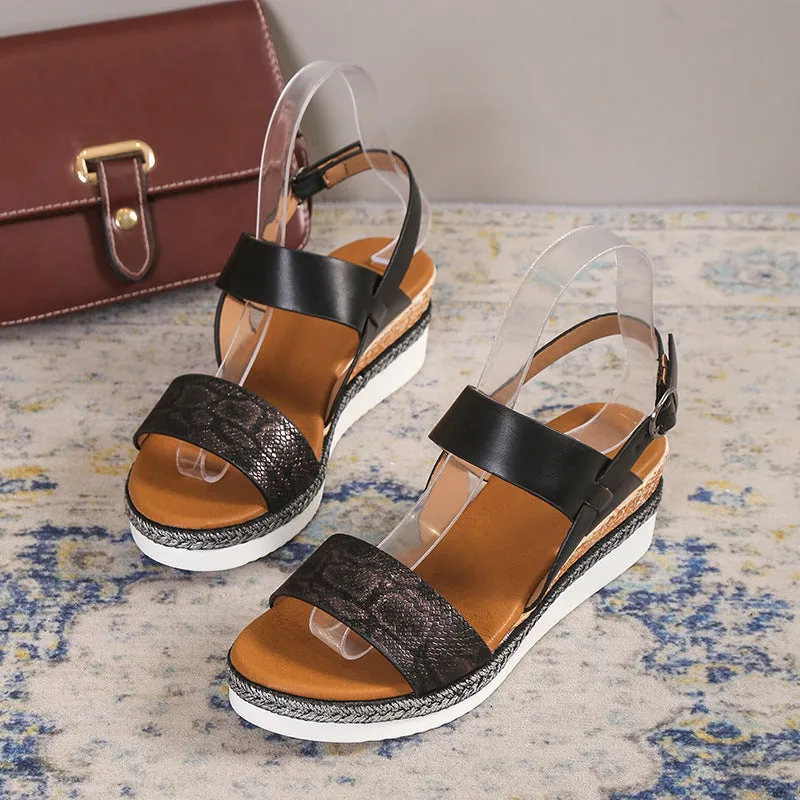 Womens Buckle Ankle Strap Platform Casual Sandals Slide Comfort Sandals