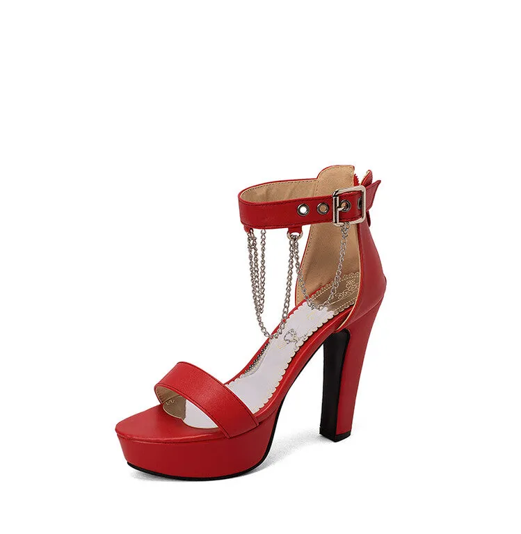 Women's Buckle Straps Chains Ankle Strap Chunky Heel Platform Sandals Sandals Cabo