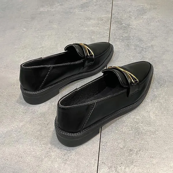 Women's Fashionable Metal Decorated Pointed Toe Loafers 03289124S Suede Horsebit Loafers