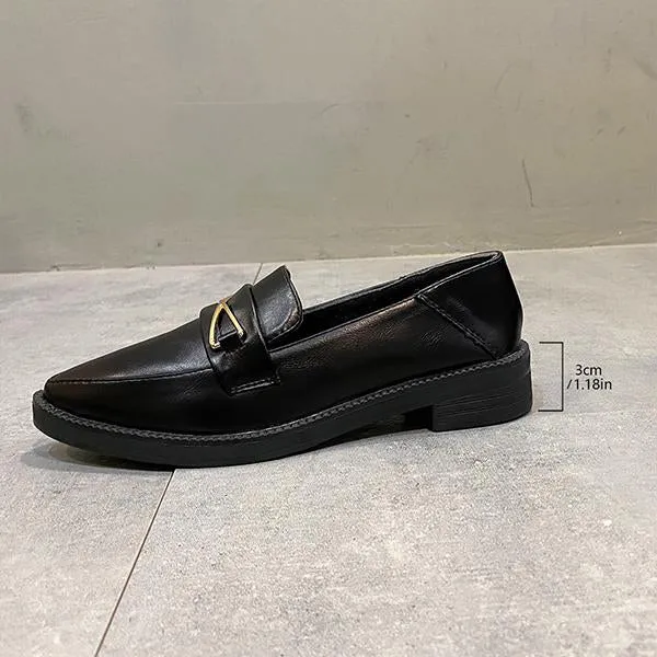 Women's Fashionable Metal Decorated Pointed Toe Loafers 03289124S Loafers Casual Outfit