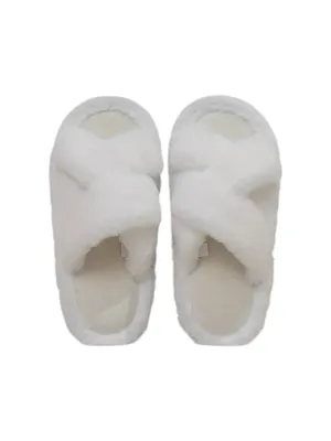 Women's Faux Fur Slippers,White Celtic Slippers