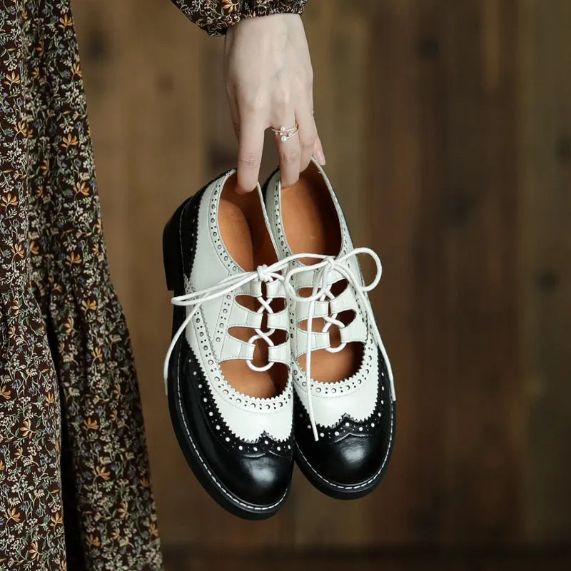 Patent Leather Oxford Womens Genuine Leather Lace-up Oxford Shoes