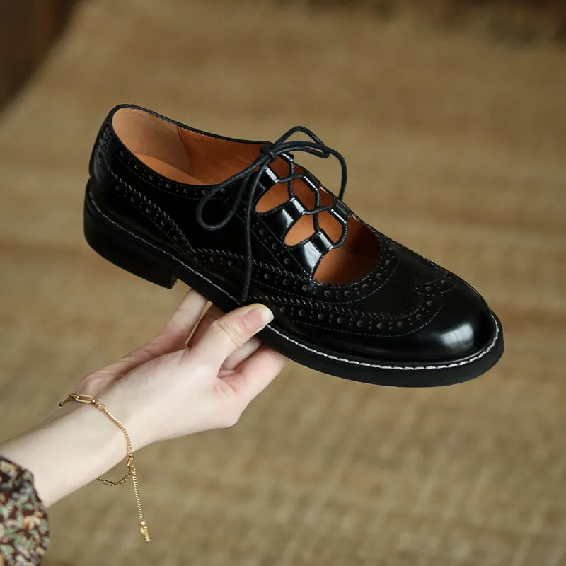 Original Grand Wingtip Oxford Womens Genuine Leather Lace-up Oxford Shoes