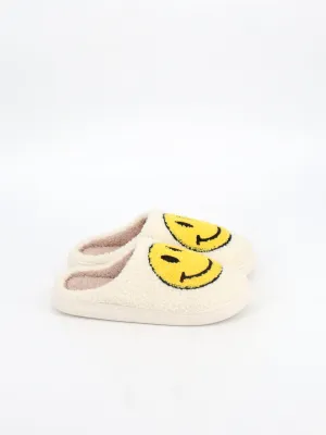 Funny House Slippers Women's Graphic Printed Faux Fur Slippers,Off White