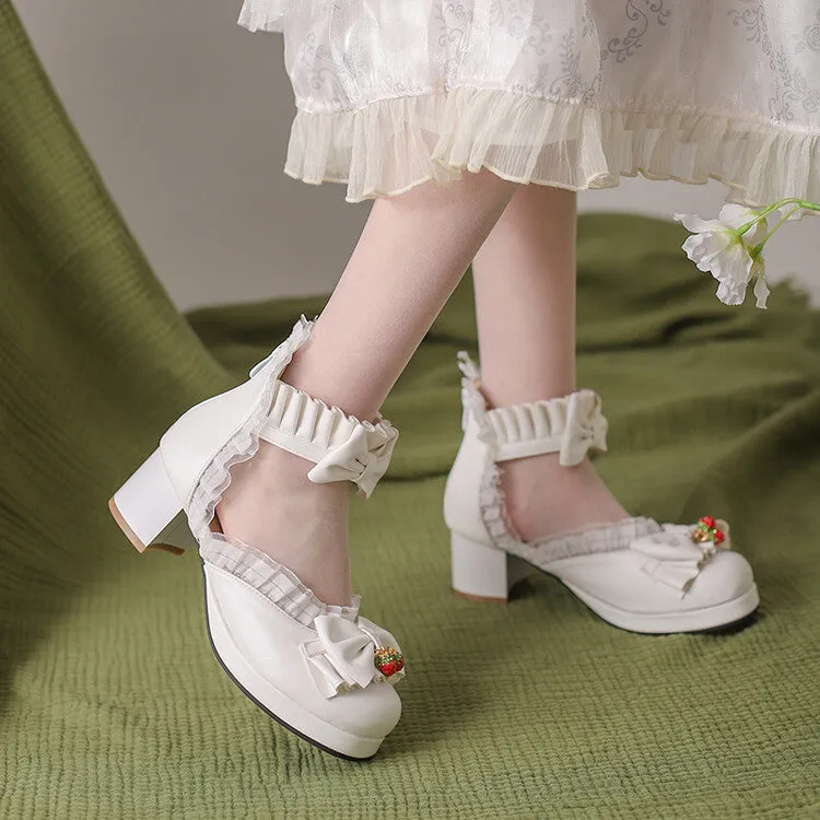 Women's Lolita Lace Bow Tie Block Heel Sandals Agent Login