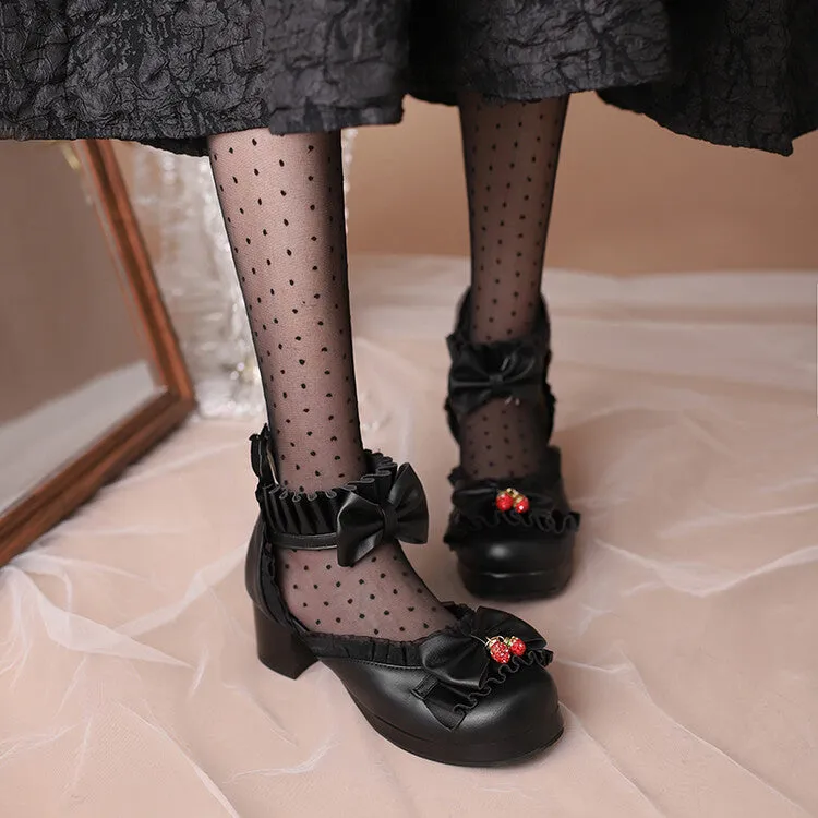 Women's Lolita Lace Bow Tie Block Heel Sandals Sandals Factory Outlet