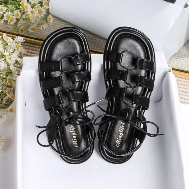 Sandals Saint Lucia Women's Open Toe Lace Up Flats Sandals Summer Shoes