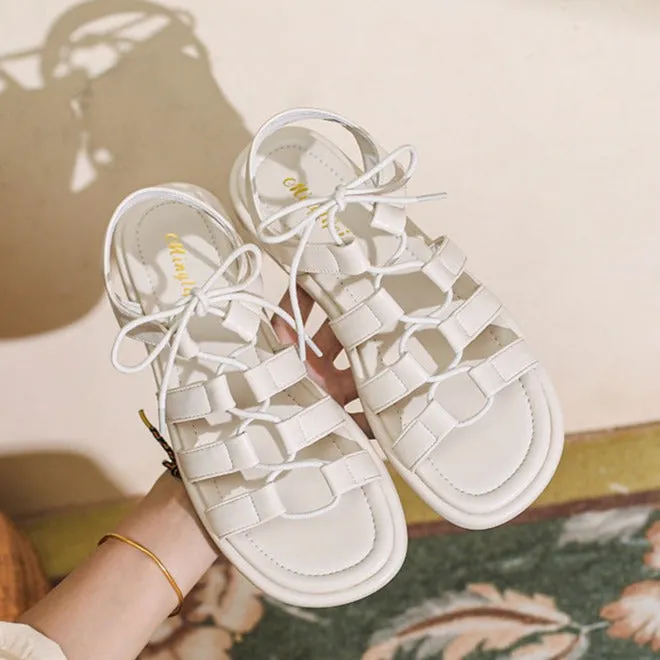 Sandals Swim Up Rooms Women's Open Toe Lace Up Flats Sandals Summer Shoes