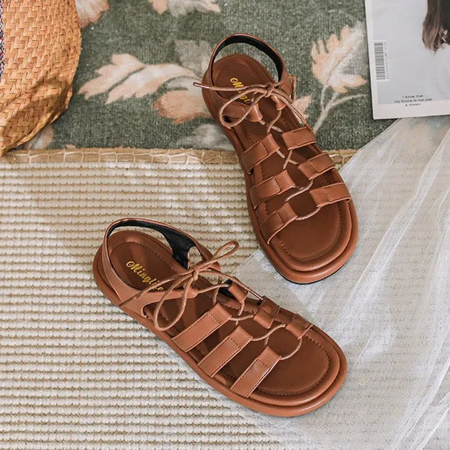 Arizona Slide Sandals Women's Open Toe Lace Up Flats Sandals Summer Shoes