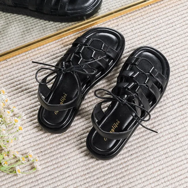 Women's Open Toe Lace Up Flats Sandals Summer Shoes Sandals Travel Advisor Portal