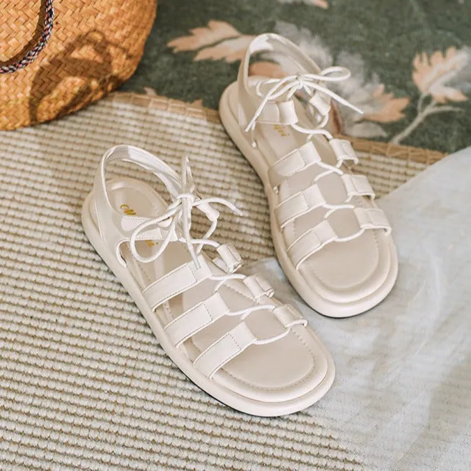 Sandals By Sofft Women's Open Toe Lace Up Flats Sandals Summer Shoes