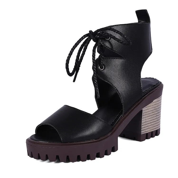 Croc Wedge Sandals Women's  Peep Toe Hollow Out Chunky Heel Platform Sandals